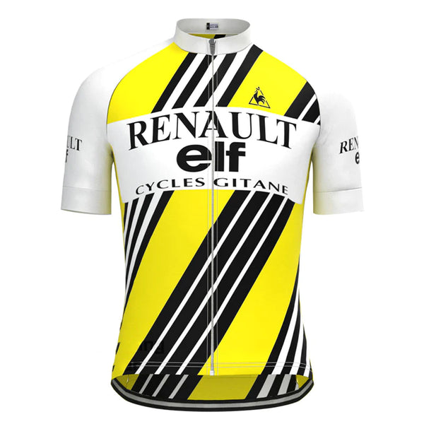 Renault Elf Yellow Stripe Vintage Short Sleeve Cycling Jersey Matching Set