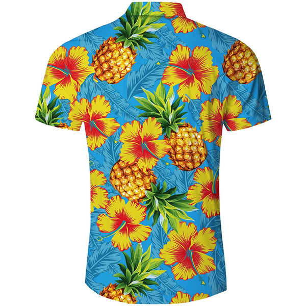 Flowers Pineapple Blue Funny Hawaiian Shirt