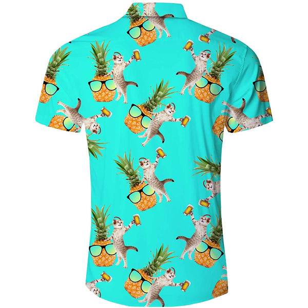 Beer Cat Pineapple Funny Hawaiian Shirt