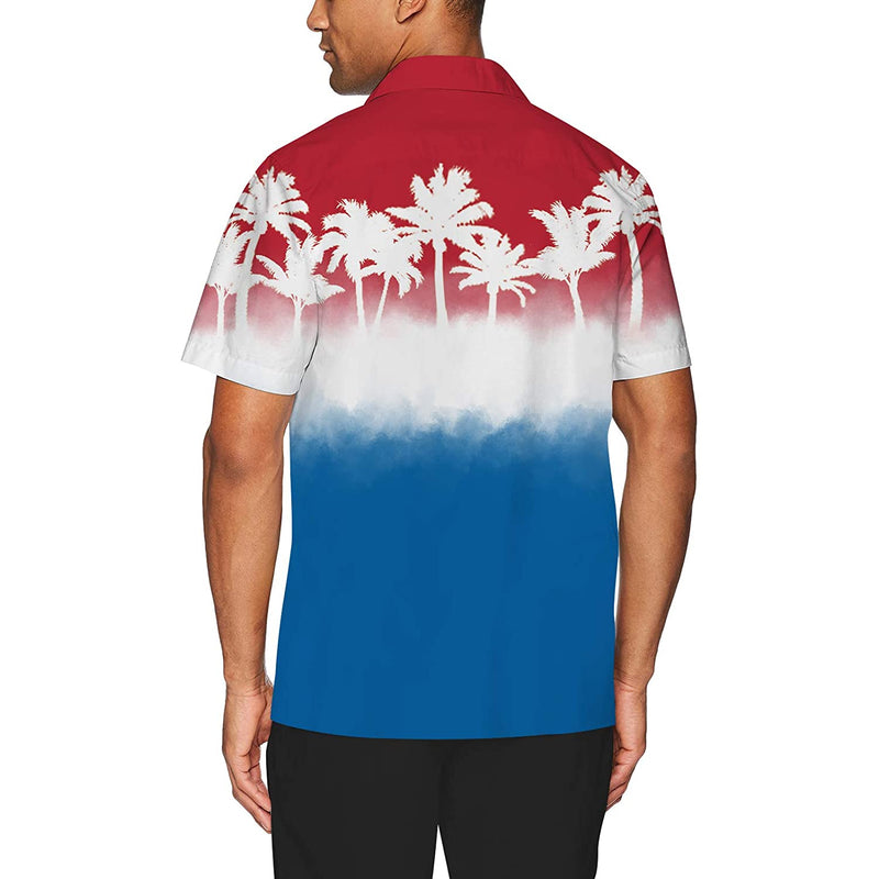 Red & Blue Palm Tree Funny Hawaiian Shirt