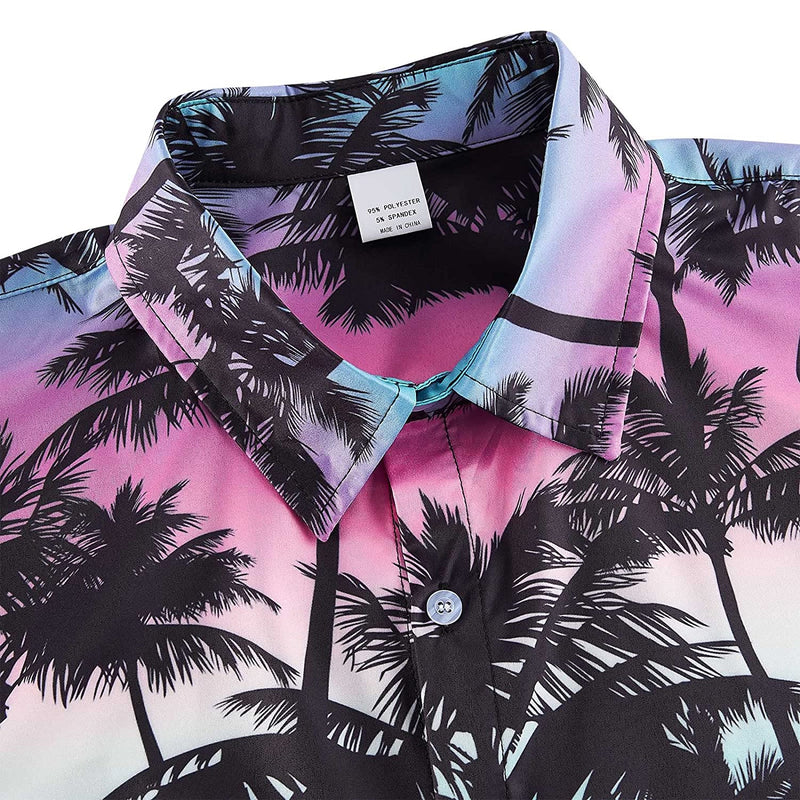 Pink Blue Palm Tree Funny Hawaiian Shirt
