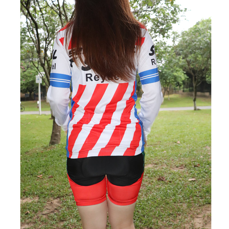 Skil Reydel Sem Mavic Red Stripe Vintage Long Sleeve Cycling Jersey Top
