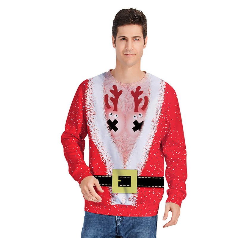 Hairy Chest Deer Ugly Christmas Sweater