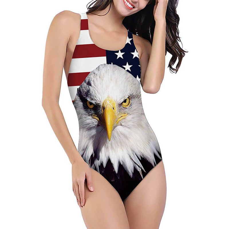 American Flag Eagle Ugly One Piece Bathing Suit