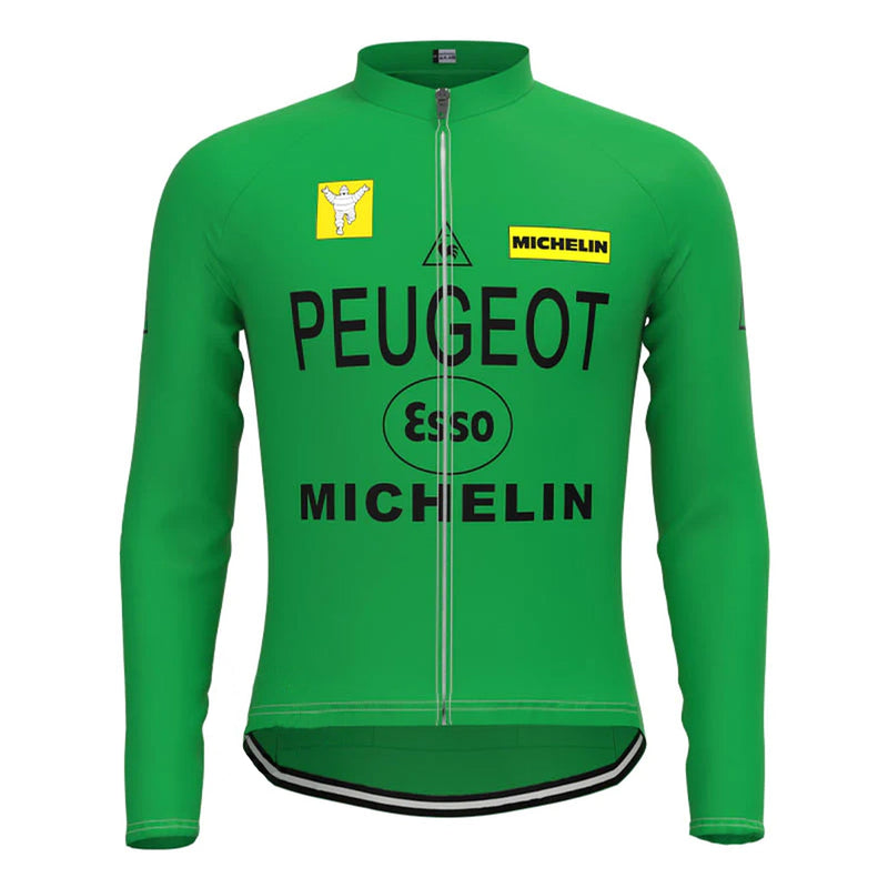 Peugeot Green Vintage Long Sleeve Cycling Jersey Top