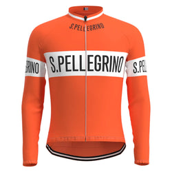 San PELLEGRINO Orange Vintage Long Sleeve Cycling Jersey Top