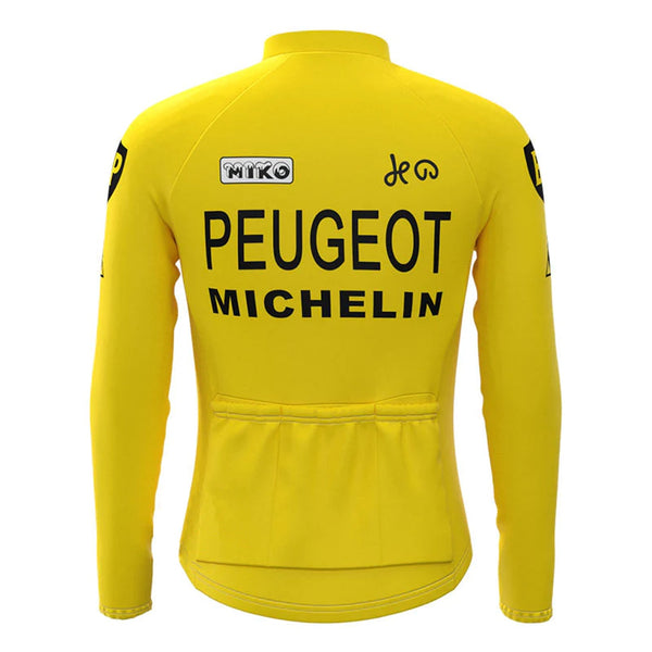 Peugeot Yellow Vintage Long Sleeve Cycling Jersey Top