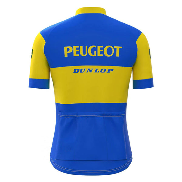 Peugeot Blue Yellow Vintage Short Sleeve Cycling Jersey Top