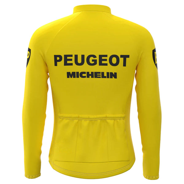 Peugeot Yellow Vintage Long Sleeve Cycling Jersey Top