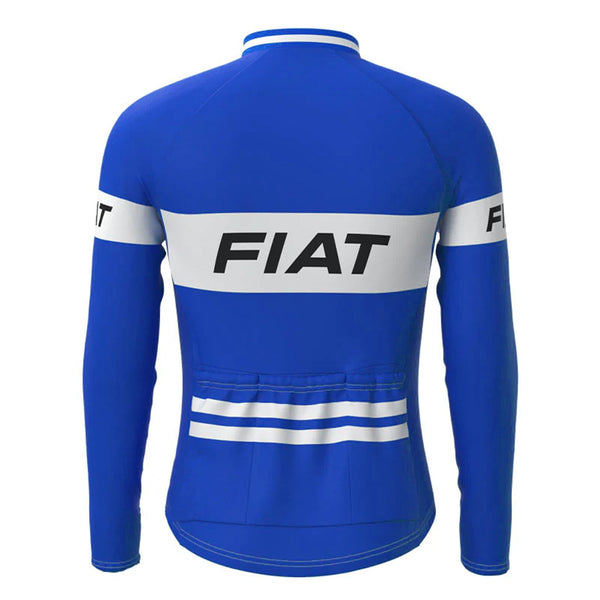 FIAT Blue Vintage Long Sleeve Cycling Jersey Top