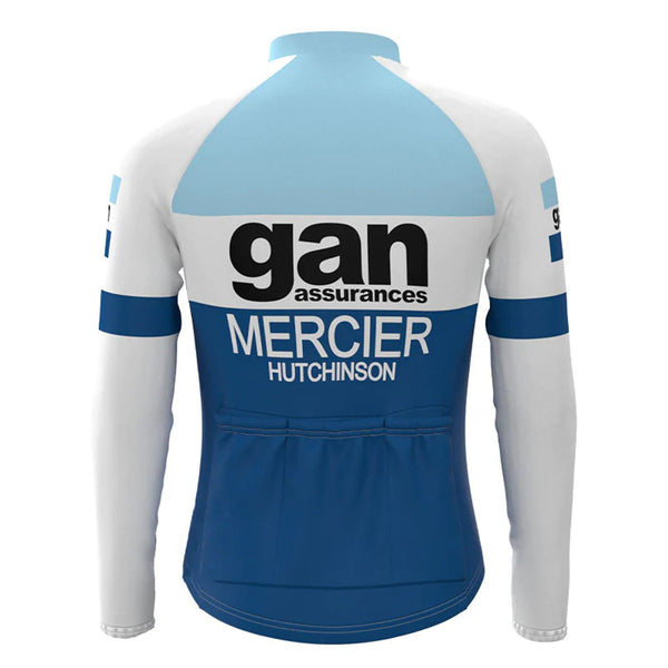 Gan Blue Vintage Long Sleeve Cycling Jersey Top