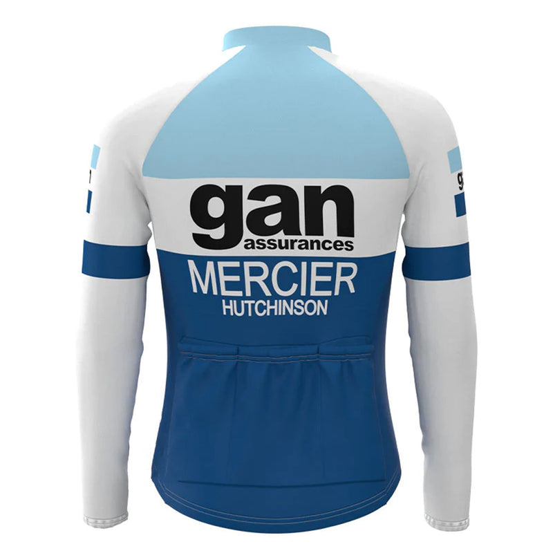 Gan Blue Vintage Long Sleeve Cycling Jersey Top