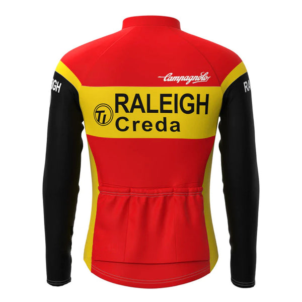 TI RALEIGH Red Vintage Long Sleeve Cycling Jersey Top