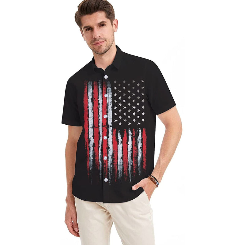 Black American Flag Funny Hawaiian Shirt