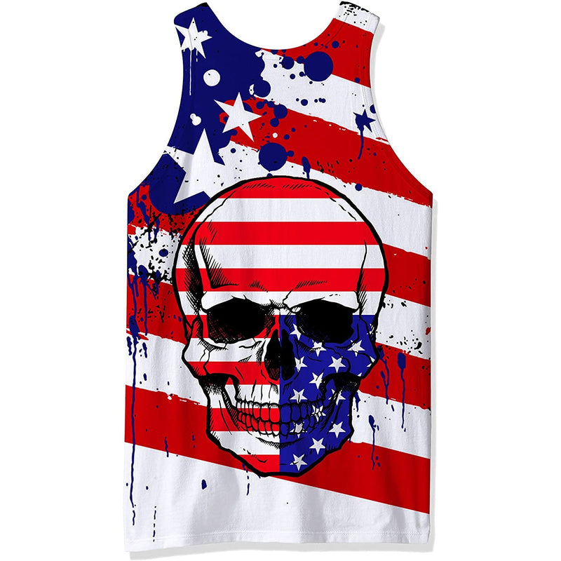 American Flag Skull Funny Tank Top