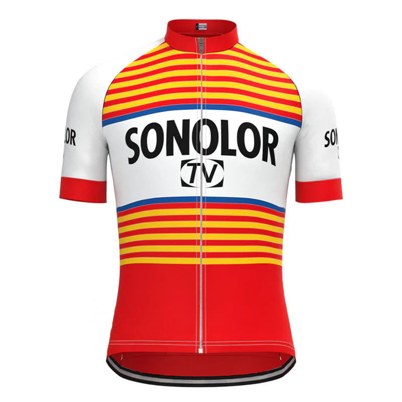 Sonolor Red Short Sleeve Vintage Cycling Jersey Top