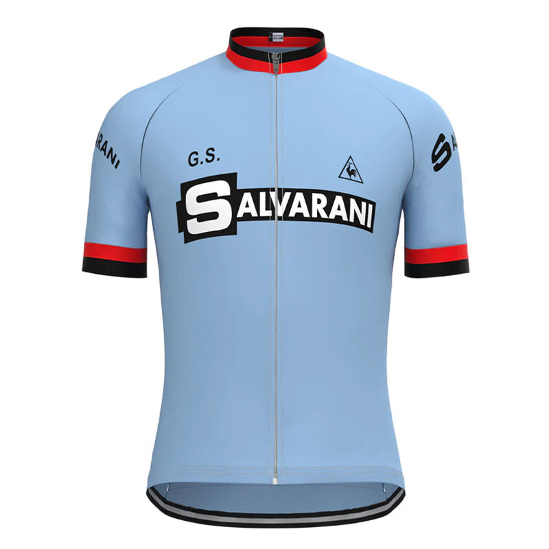 SALVARANI Blue Vintage Short Sleeve Cycling Jersey Matching Set