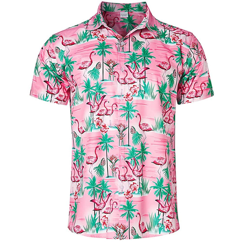 Palm Tree Flamingo Pink Funny Hawaiian Shirt