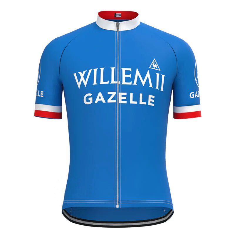 Gazelle Blue Short Sleeve Vintage Cycling Jersey Top