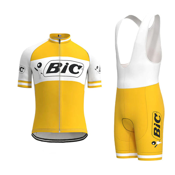 BIC Yellow Vintage Short Sleeve Cycling Jersey Matching Set