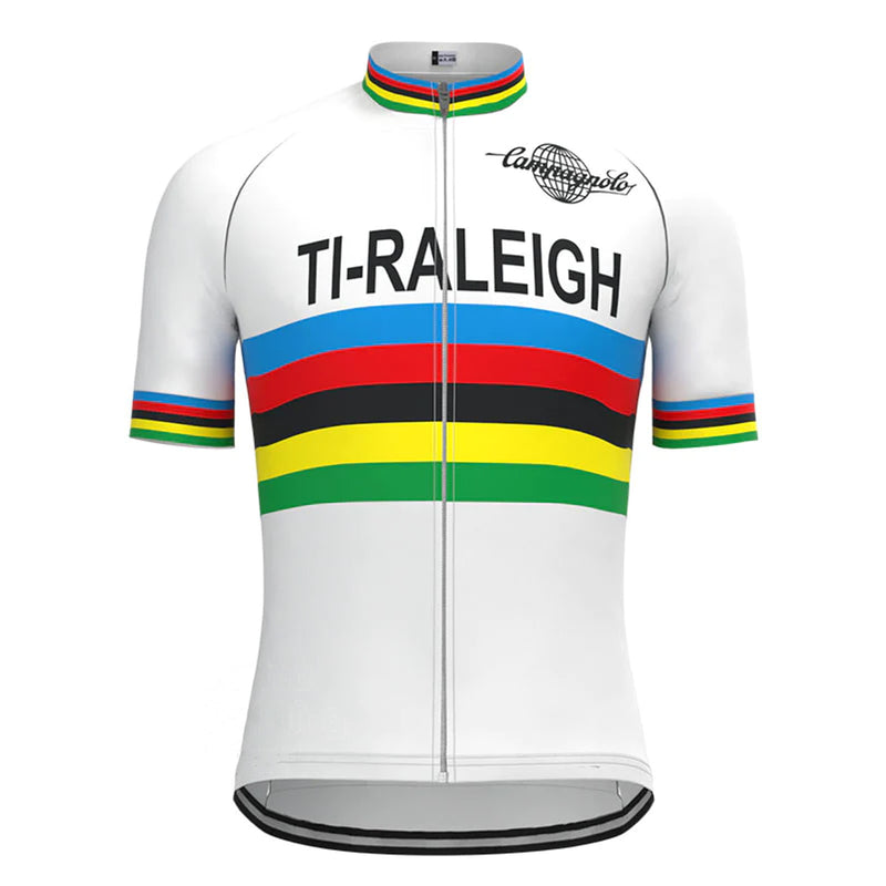 TI Raleigh White Vintage Short Sleeve Cycling Jersey Matching Set