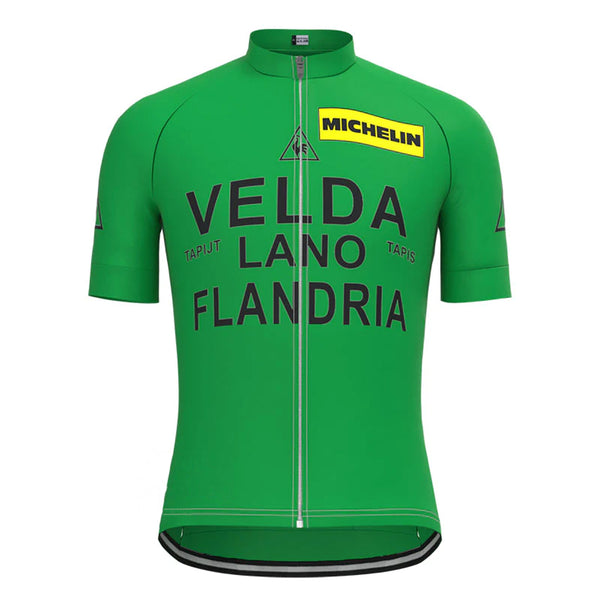 Flandria Velda Lano Green Short Sleeve Vintage Cycling Jersey Top