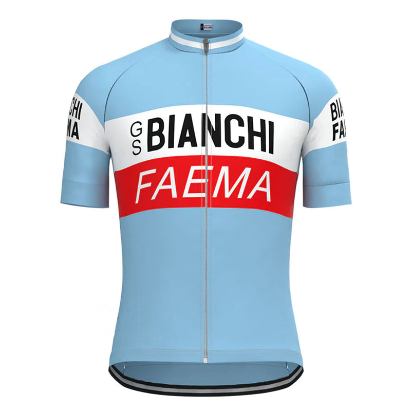 BIANCHI Blue Red Vintage Short Sleeve Cycling Jersey Matching Set