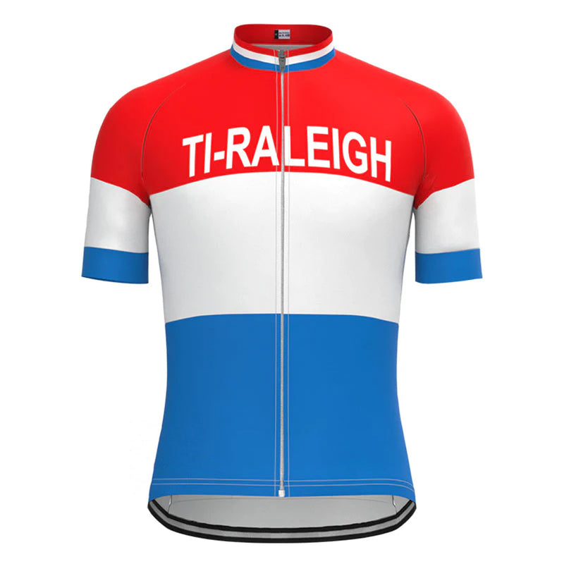 TI Raleigh Red Blue Vintage Short Sleeve Cycling Jersey Matching Set