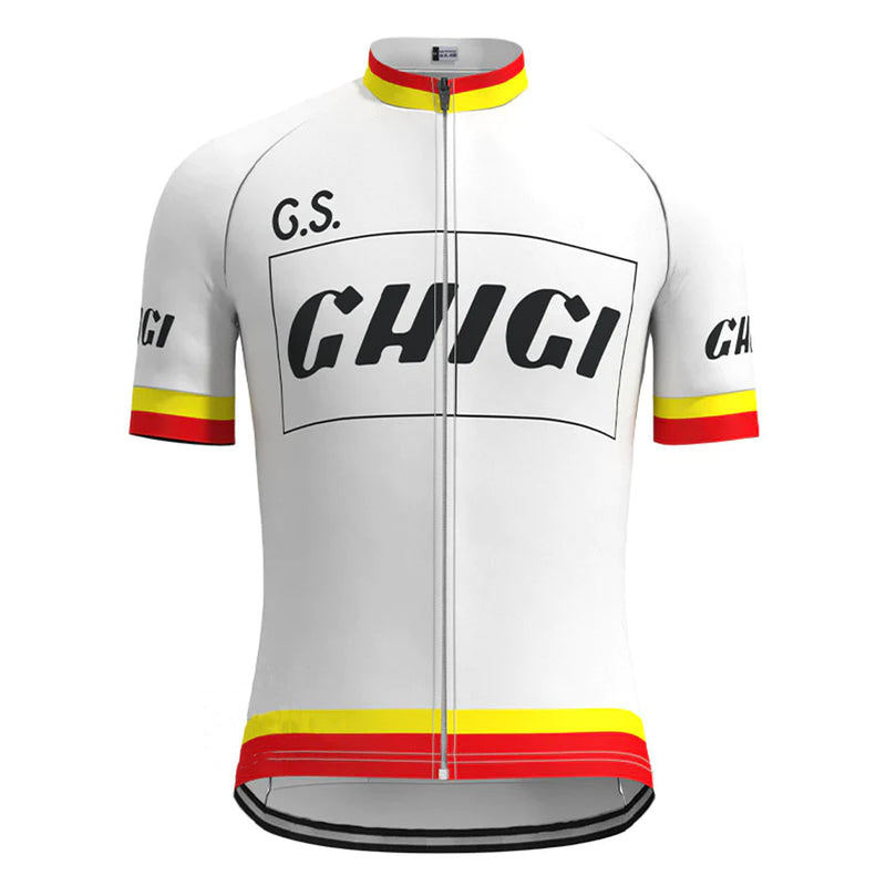 Ghigi White Vintage Short Sleeve Cycling Jersey Matching Set