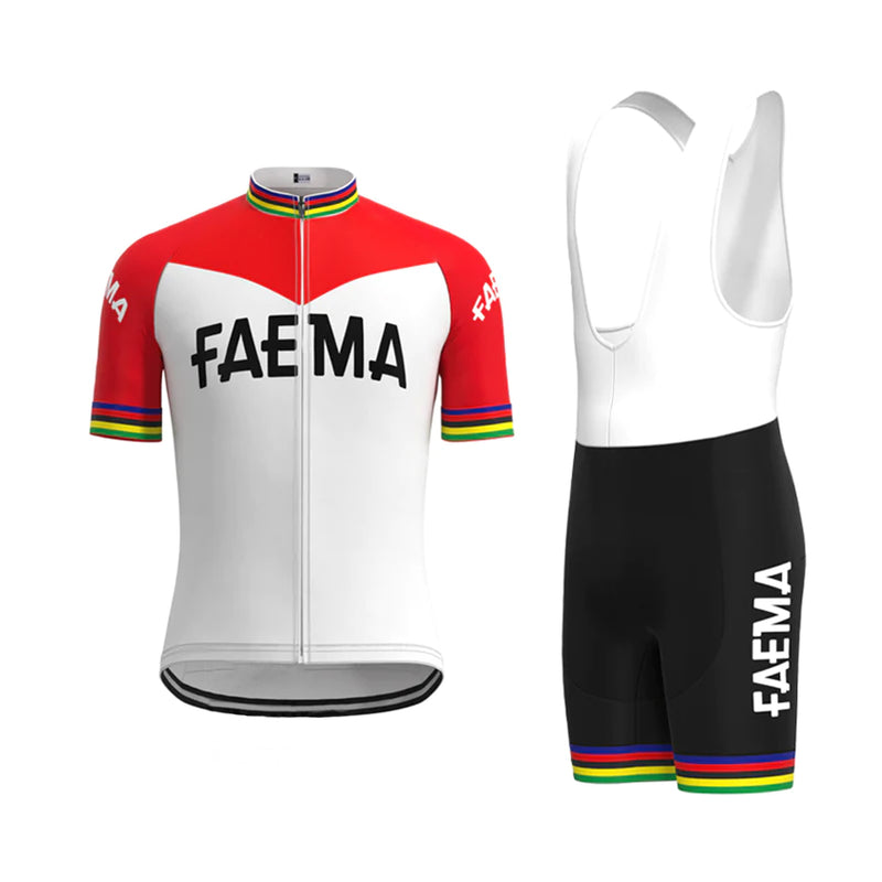 FAEMA Red White Vintage Short Sleeve Cycling Jersey Matching Set