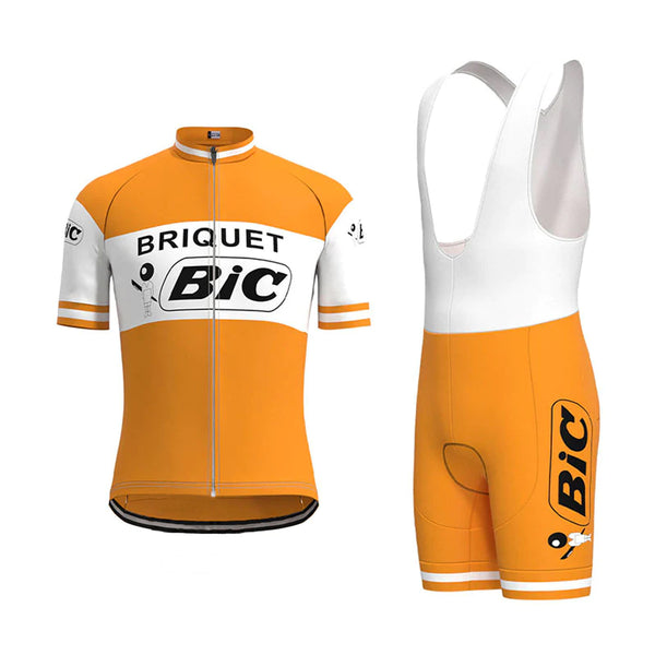 BIC Orange Vintage Short Sleeve Cycling Jersey Matching Set