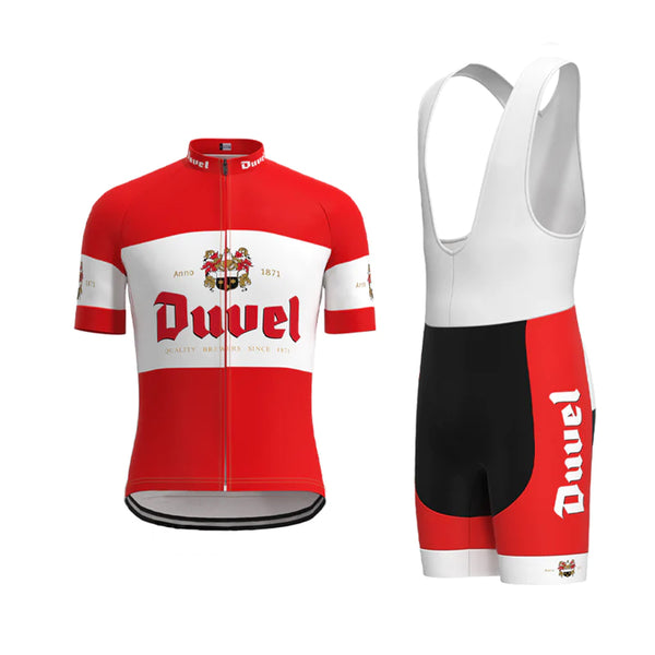 Beer Duvel Red Vintage Short Sleeve Cycling Jersey Matching Kits