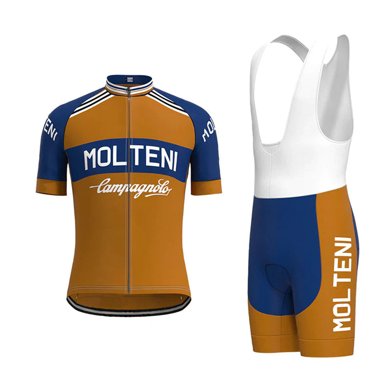 Molteni Brown Blue Vintage Short Sleeve Cycling Jersey Matching Set