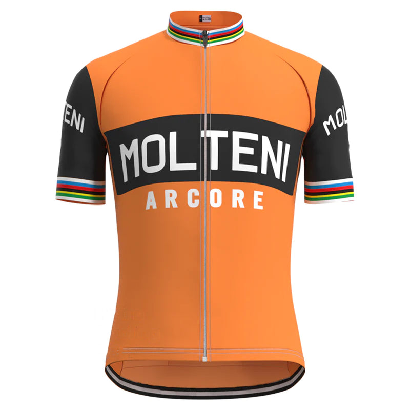 MOLTENI Orange Vintage Short Sleeve Cycling Jersey Matching Set