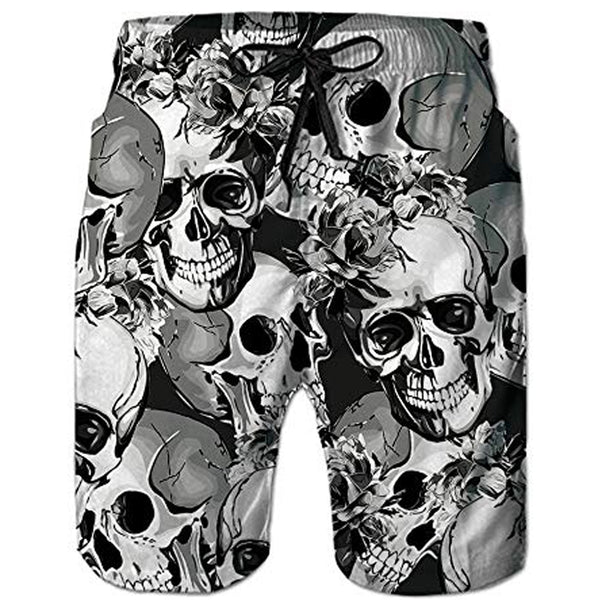 Flower Skull Funny Swim Trunks