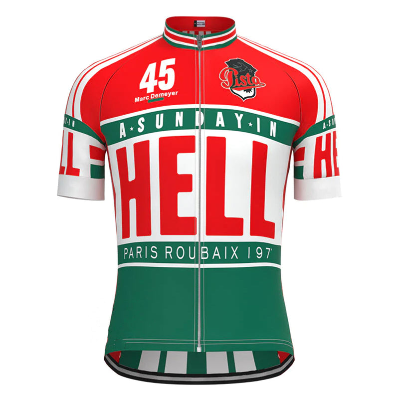 A Sunday in Hell Red Vintage Short Sleeve Cycling Jersey Matching Set