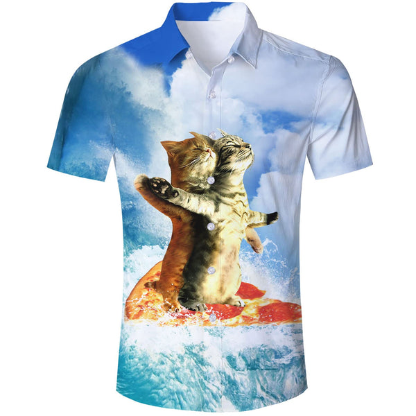 Pizza Titanic Cats Funny Hawaiian Shirt