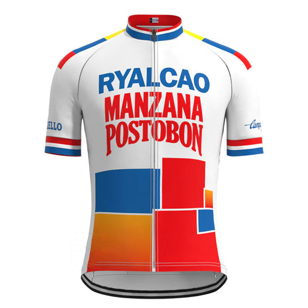 Ryalcao Manzana Postobón Red Vintage Short Sleeve Cycling Jersey Matching Set