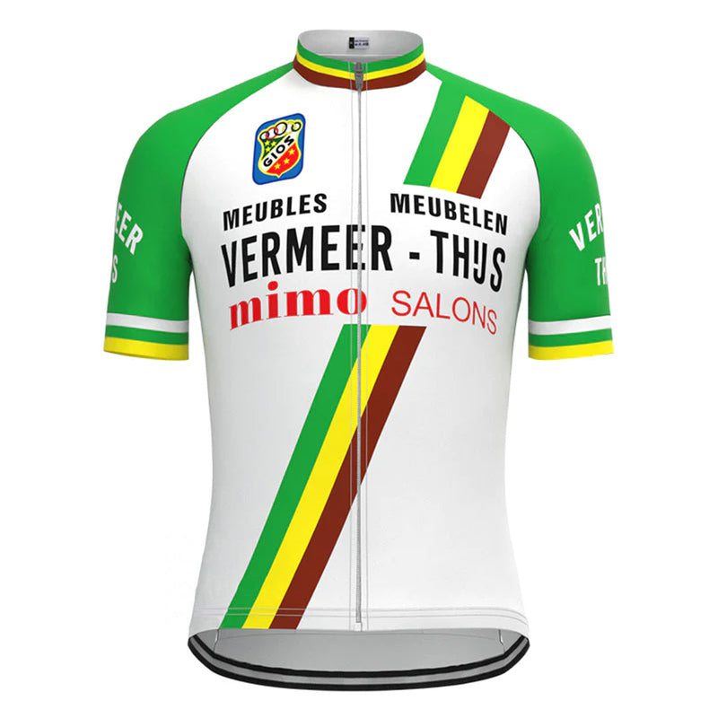 Vermeer Thijs Green Short Sleeve Vintage Cycling Jersey Top