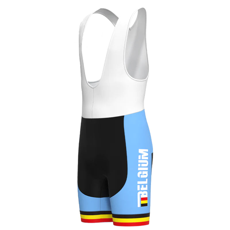 BELGIUM Blue Vintage Short Sleeve Cycling Jersey Matching Set