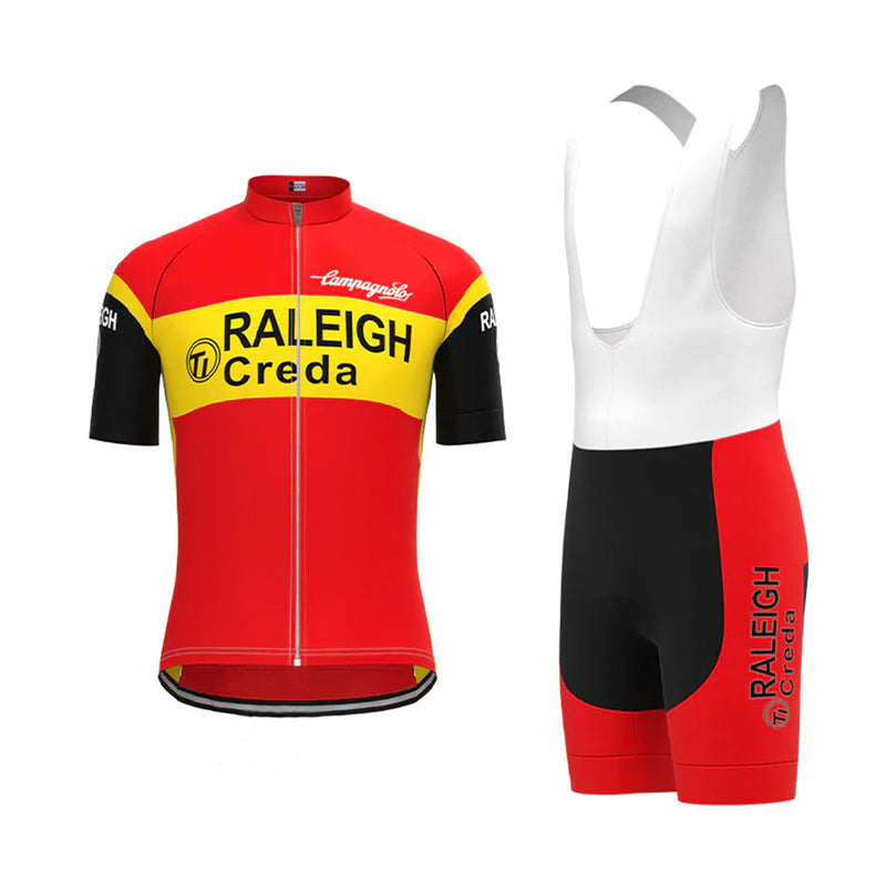 TI RALEIGH Red Vintage Short Sleeve Cycling Jersey Matching Set