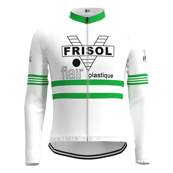 Frisol Green Vintage Long Sleeve Cycling Jersey Top