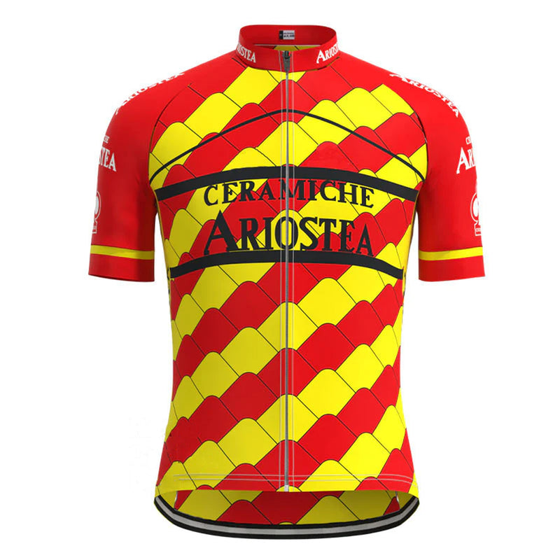 Ariostea Yellow Red Vintage Short Sleeve Cycling Jersey Matching Set