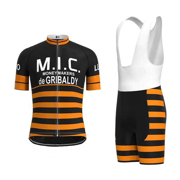 M.I.C Black Vintage Short Sleeve Cycling Jersey Matching Set