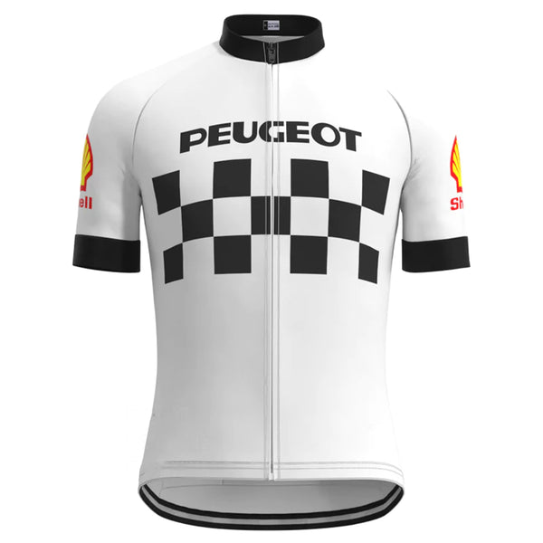 PEUGEOT White Vintage Short Sleeve Cycling Jersey Matching Set