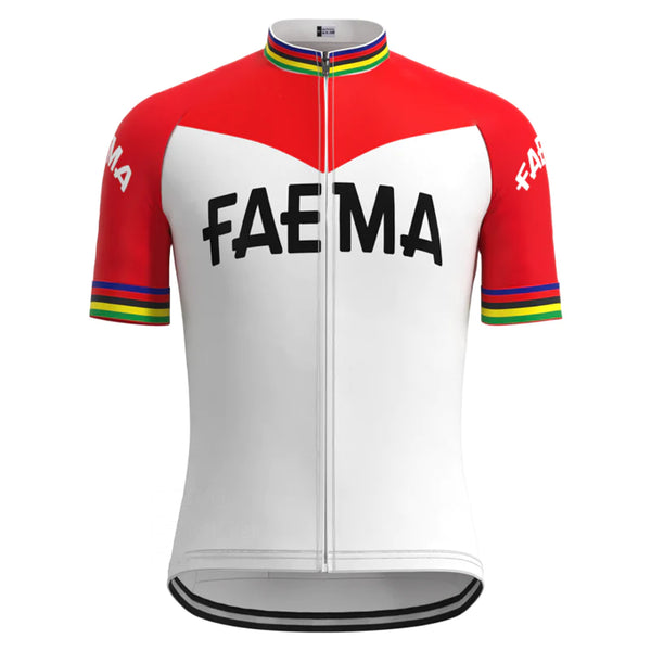 FAEMA Red White Vintage Short Sleeve Cycling Jersey Matching Set
