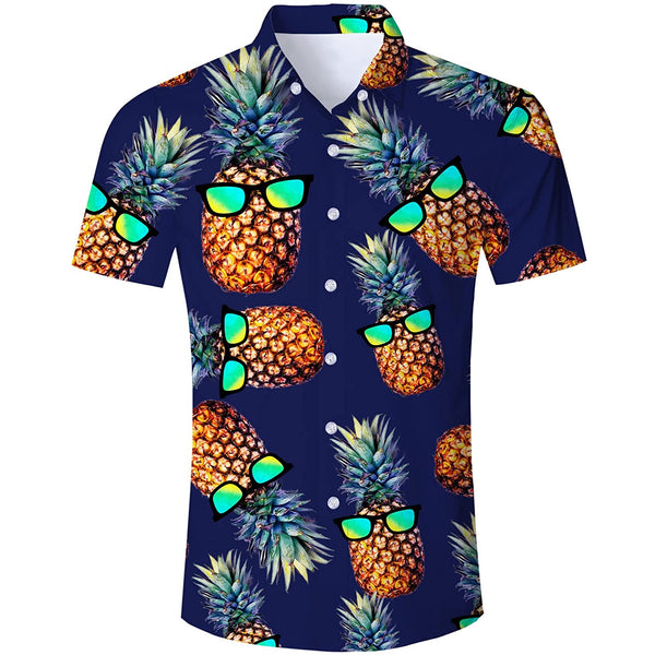 Sunglasses Pineapple Navy Funny Hawaiian Shirt