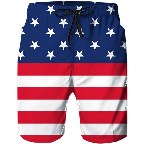 American Flag Swim Trunks Forest Coral