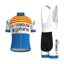 Sonolor Gitane White Blue Vintage Short Sleeve Cycling Jersey Matching Set