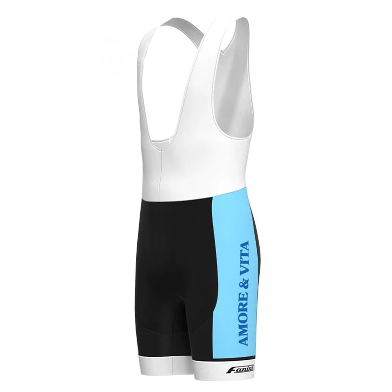 Amore & Vita Blue White Vintage Short Sleeve Cycling Jersey Matching Set